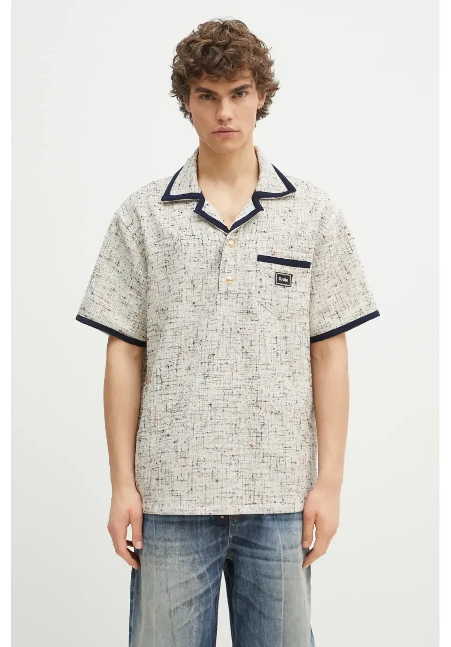 obrazek 1 Drôle de Monsieur polo Le Polo Drule Tweed męski kolor beżowy wzorzysty G-PL153-CO177-MC