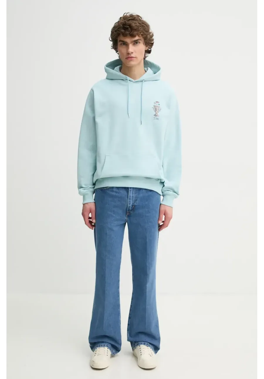 obrazek 1 Drôle de Monsieur bluza bawełniana Le Hoodie Vase męska kolor turkusowy z kapturem z aplikacją F-HO174-CO127-LBE