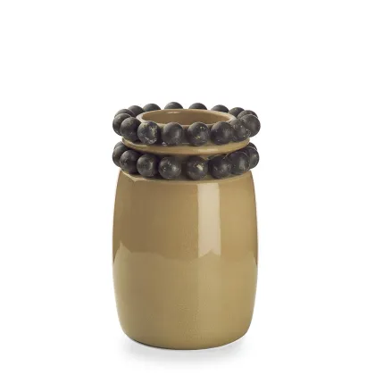 Picture Ceramic vase with a scratched texture and relief balls H.40xL.25xD.Int.14 cm