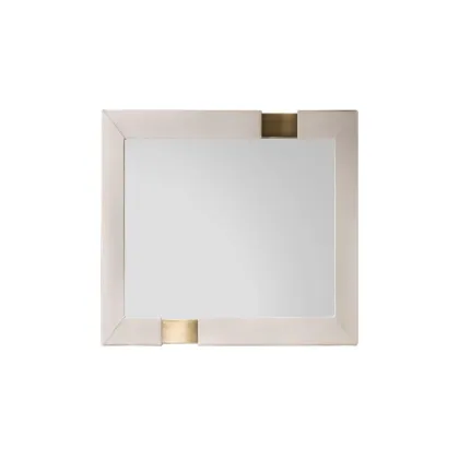 Zdjęcie Eleganckie kwadratowe lustro w skórzanej ramie - styl modernistyczny prosto z Włoch