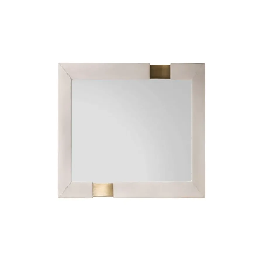 obrazek 1 Eleganckie kwadratowe lustro w skórzanej ramie - styl modernistyczny prosto z Włoch