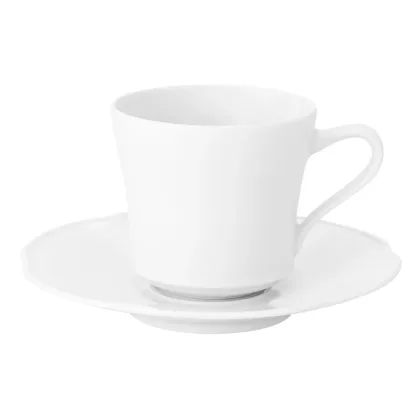 Zdjęcie Porcelanowa duża filiżanka do kawy ze spodkiem z nowoczesnej i eleganckiej kolekcji Crown White - Vista Alegre