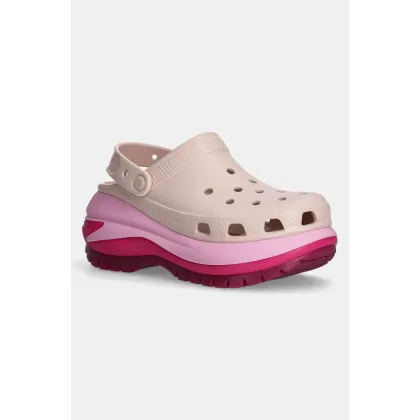 Zdjęcie Crocs klapki Mega Crush Matte Clog damskie kolor różowy na platformie 210749