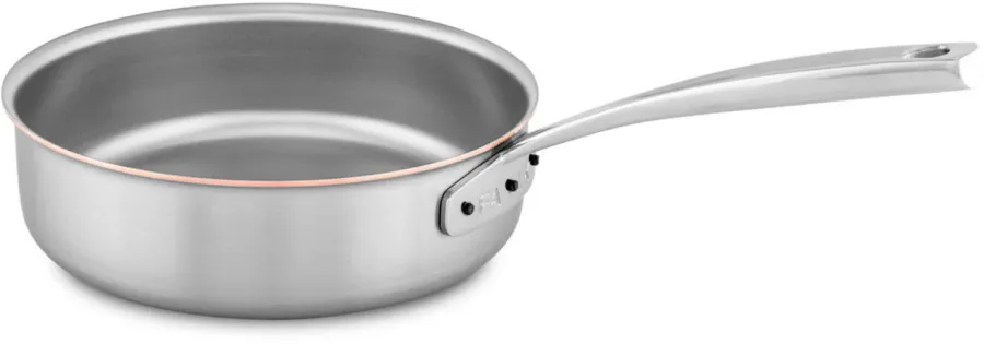 obrazek 3 Zrobiona z miedzi i stali nierdzewnej patelnia o średnicy 28 cm