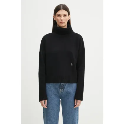 Zdjęcie Sporty & Rich sweter wełniany SRC Wool damski kolor czarny z golfem WS064514302BA01