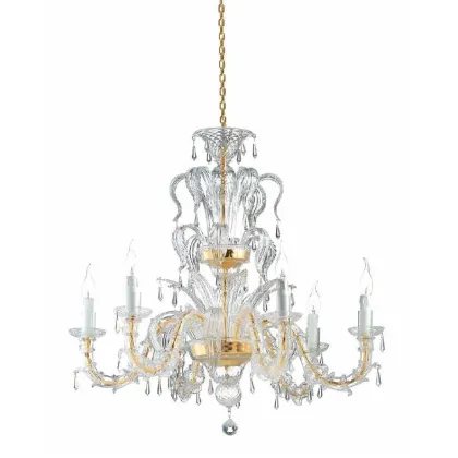 Zdjęcie Przezroczysty żyrandol ze szkła Murano z wisiorkami Asfour - Il Paralume Marina