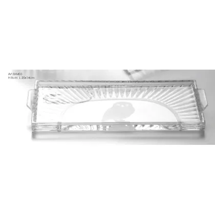 Zdjęcie Włoska kryształowa taca na akcesoria z ręcznie grawerowaną figurką sowy – Il Paralume Marina