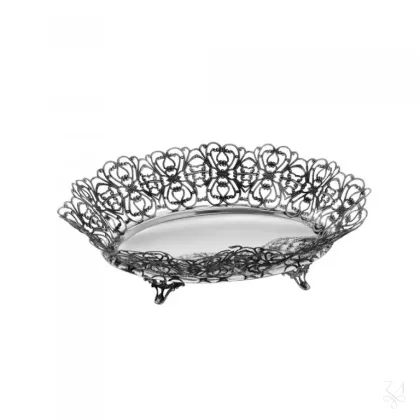 Picture Oval openwork silver basket with a beautiful finish - Zaramella Argenti