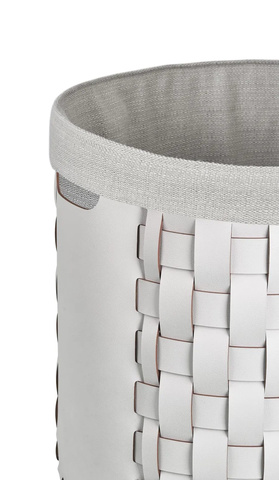 obrazek 2 Pleciony kosz Bottega Ø40xH40 cm w kolorze perłowym