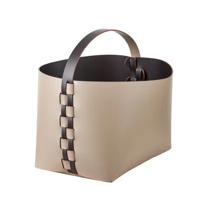 Zdjęcie Stylowy kosz Helena z rączką 35x30xH26 cm w kolorze cappuccino