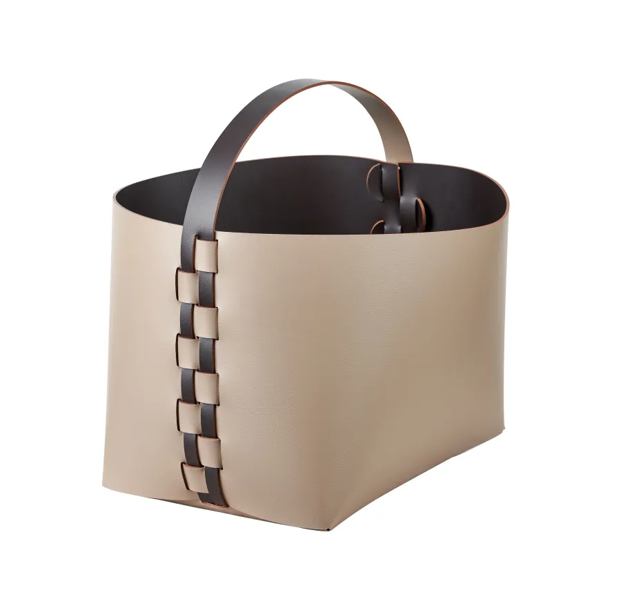 obrazek 1 Stylowy kosz Helena z rączką 35x30xH26 cm w kolorze cappuccino