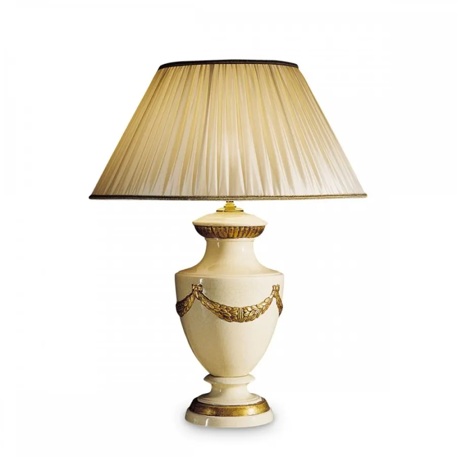 obrazek 1 Lampa stołowa z glazurowanej ceramiki z reliefami H.46xL.24xP.24 cm