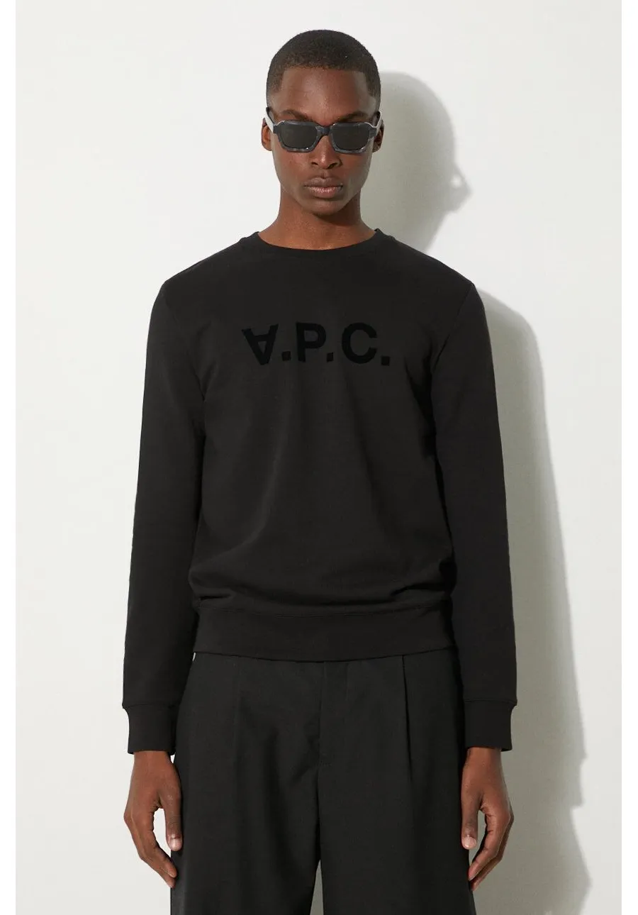 obrazek 1 A.P.C. bluza bawełniana Sweat Vpc męska kolor czarny z aplikacją COECQ.H27378-DARKNAVY