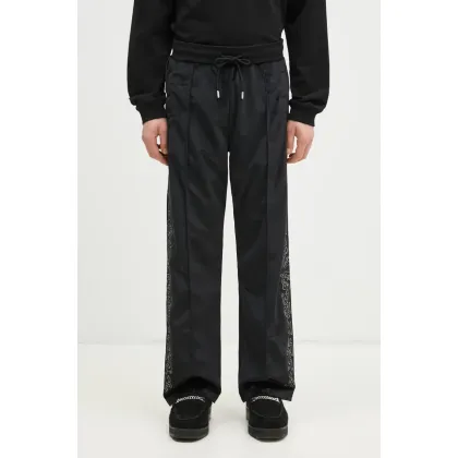 Zdjęcie PLEASURES spodnie dresowe welurowe Unquote Velour Track kolor czarny wzorzyste P24W028