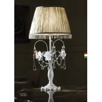 Zdjęcie Stylowa lampa stołowa z białego metalu z białymi szklanymi różami - Il Paralume Marina