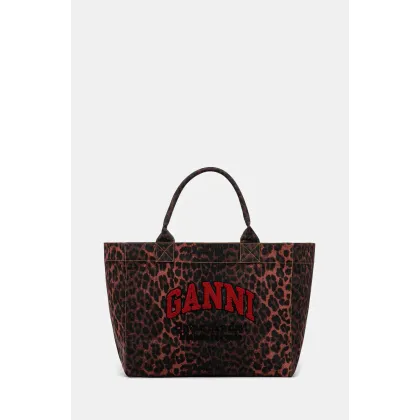 Zdjęcie GANNI torebka Shopper XXL Print Leo kolor czerwony A6631