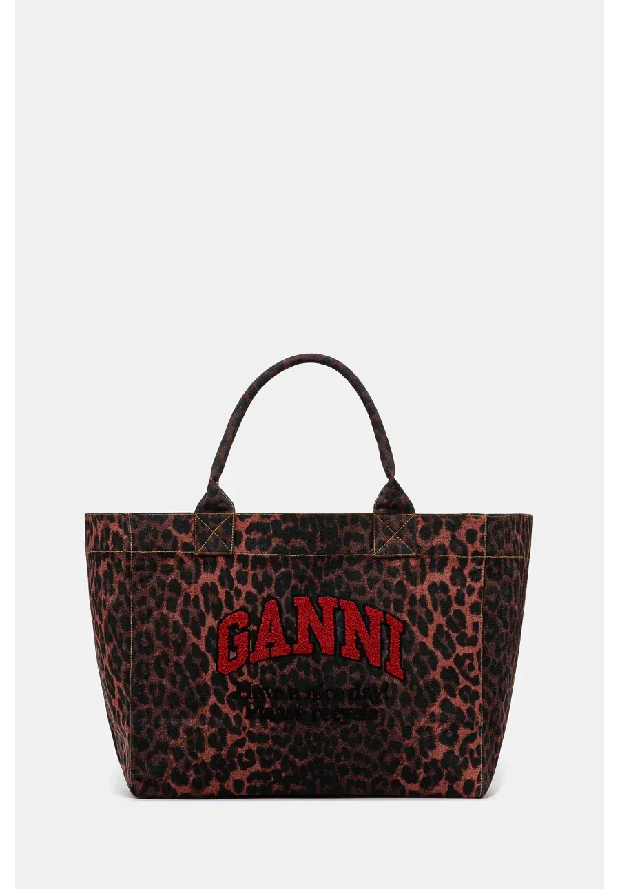 obrazek 1 GANNI torebka Shopper XXL Print Leo kolor czerwony A6631