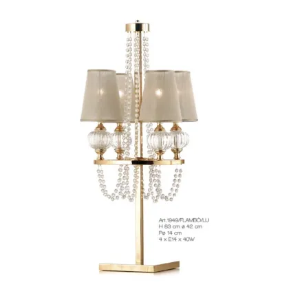 Zdjęcie Stylowa lampa stołowa Flambeaux z koralikami ze szkła Murano – Il Paralume Marina
