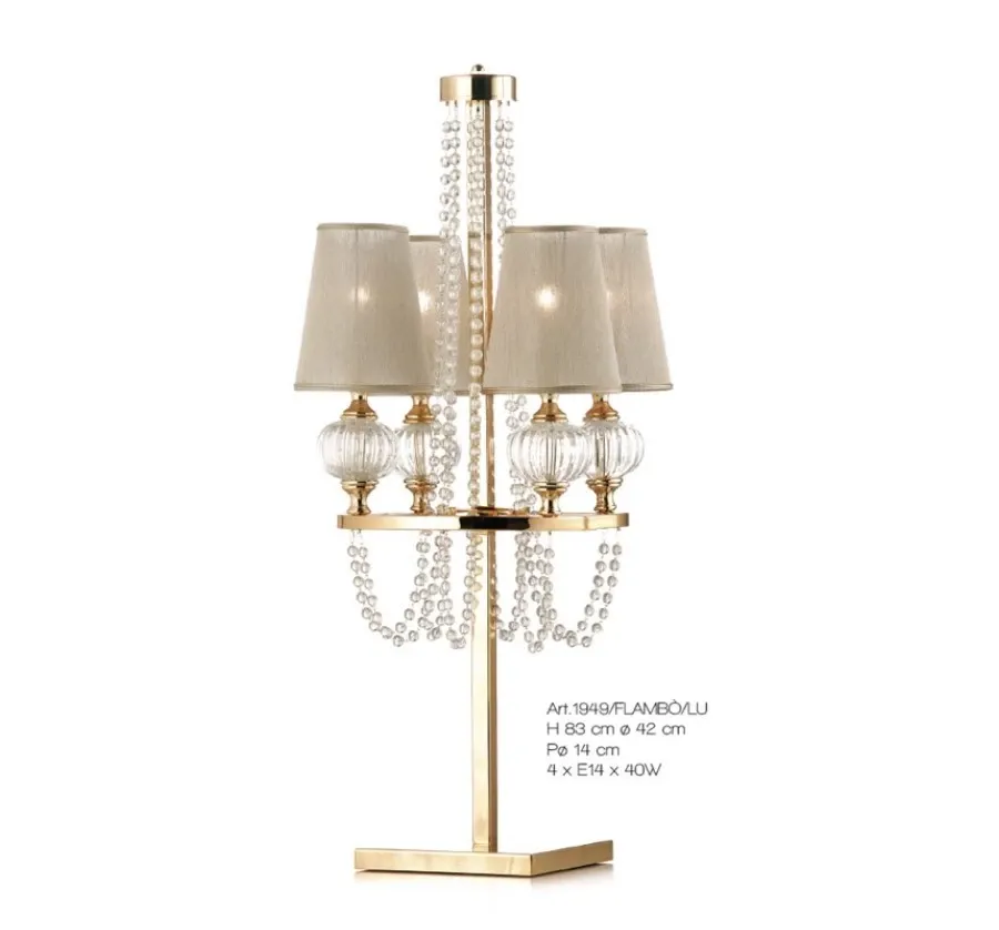 obrazek 1 Stylowa lampa stołowa Flambeaux z koralikami ze szkła Murano – Il Paralume Marina