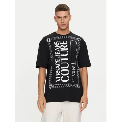 Zdjęcie Versace Jeans Couture T-Shirt 76GAHE04 Czarny Regular Fit