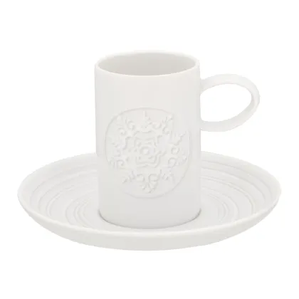 Picture Classic porcelain coffee cup and saucer from the Ornament collection with relief decoration - Vista Alegre