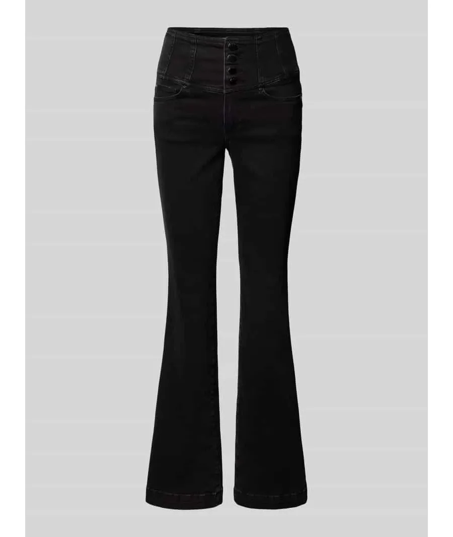 obrazek 1 Jeansy o rozkloszowanym kroju w jednolitym kolorze