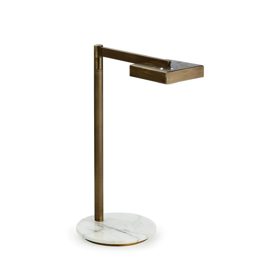 obrazek 1 Mosiężna lampa stołowa z marmurową podstawą H.50xL.22xP.32 cm