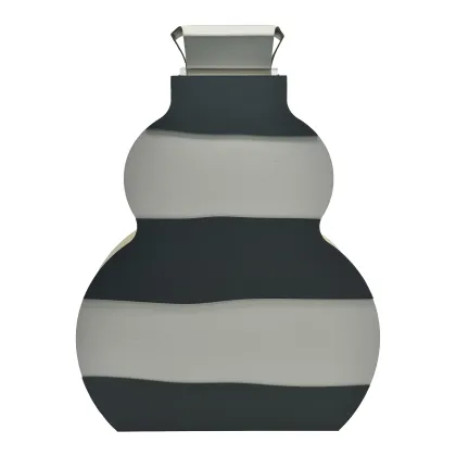 Zdjęcie Skórzany wazon Otto 9x33xH45 cm w poziome pasy w kolorze białym i szarym