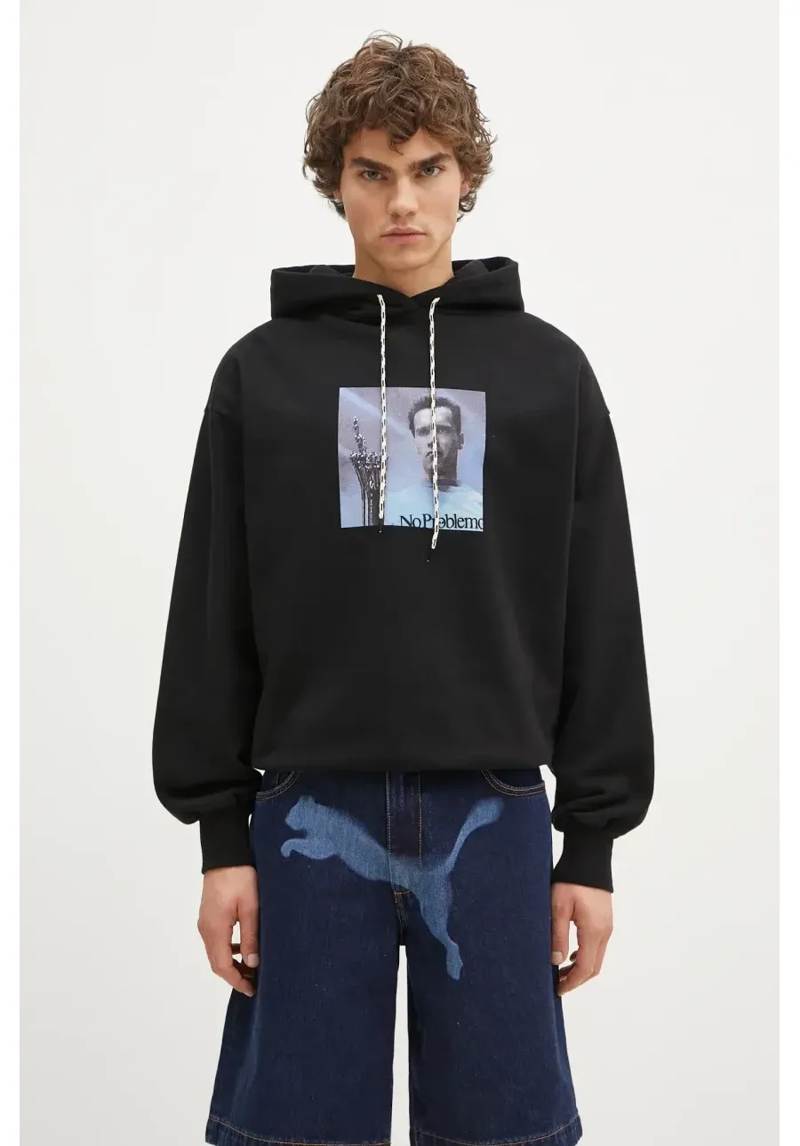 obrazek 1 No Problemo bluza bawełniana I ll Be Back Hoodie męska kolor czarny z kapturem z nadrukiem NP20015.02
