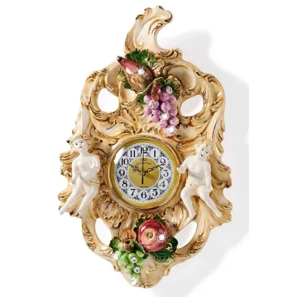 Picture Handmade wall clock with two angels