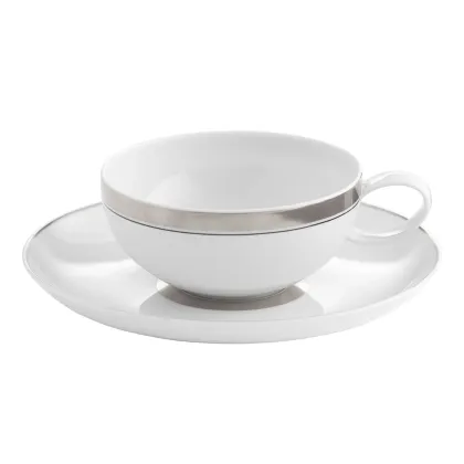 Zdjęcie Porcelanowa filiżanka śniadaniowa ze spodkiem z kolekcji Domo Platinium - Vista Alegre