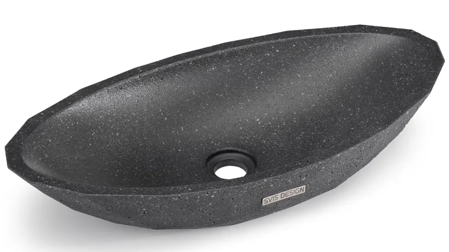 obrazek 2 Designerska umywalka 60 cm DIAMOND HARDCORE – bardzo ciemnoszary, bez dekoru, bez lakieru