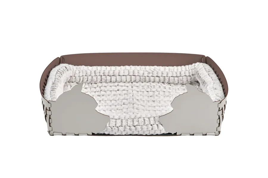 obrazek 1 Skórzane duże legowisko dla psa 60x42xH15 cm w kolorze perłowym