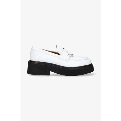 Zdjęcie Marni mokasyny skórzane Moccasin Shoe damskie kolor biały na platformie MOMS003904.P3731-BIALY