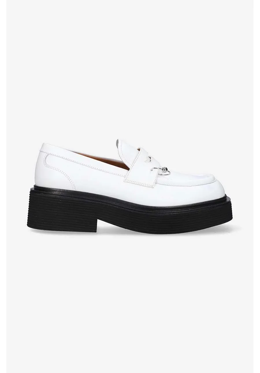 obrazek 1 Marni mokasyny skórzane Moccasin Shoe damskie kolor biały na platformie MOMS003904.P3731-BIALY