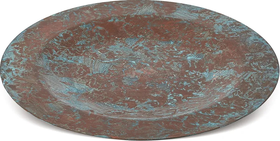 obrazek 1 Miedziany, zielony talerz antyczny Ø28cm - Tavola - Cu Artigiana