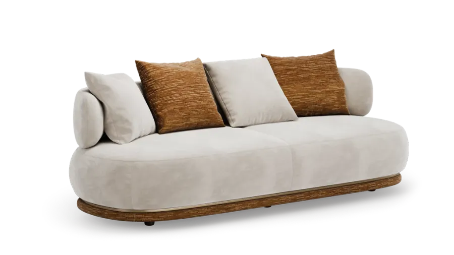 obrazek 3 Luksusowa tapicerowana sofa z drewnianą konstrukcją i metalowymi detalami
