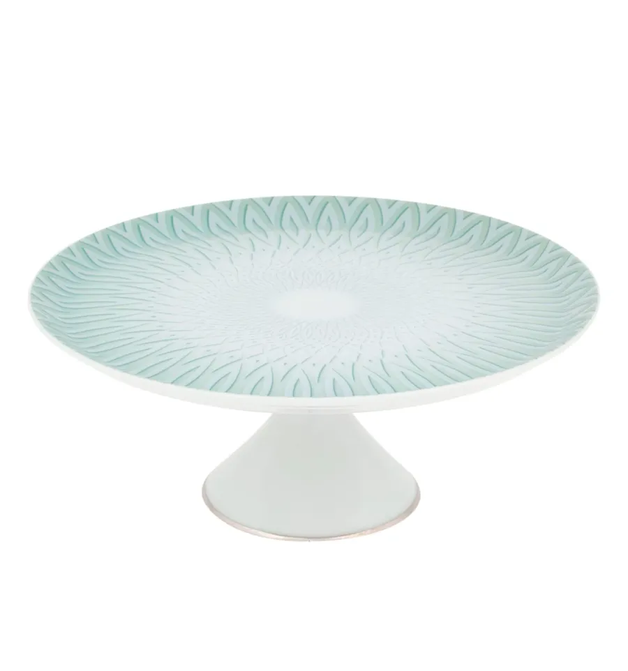obrazek 1 Porcelanowa mała patera na ciasto z kolekcji Venezia z bogatym turkusowym zdobieniem - Vista Alegre