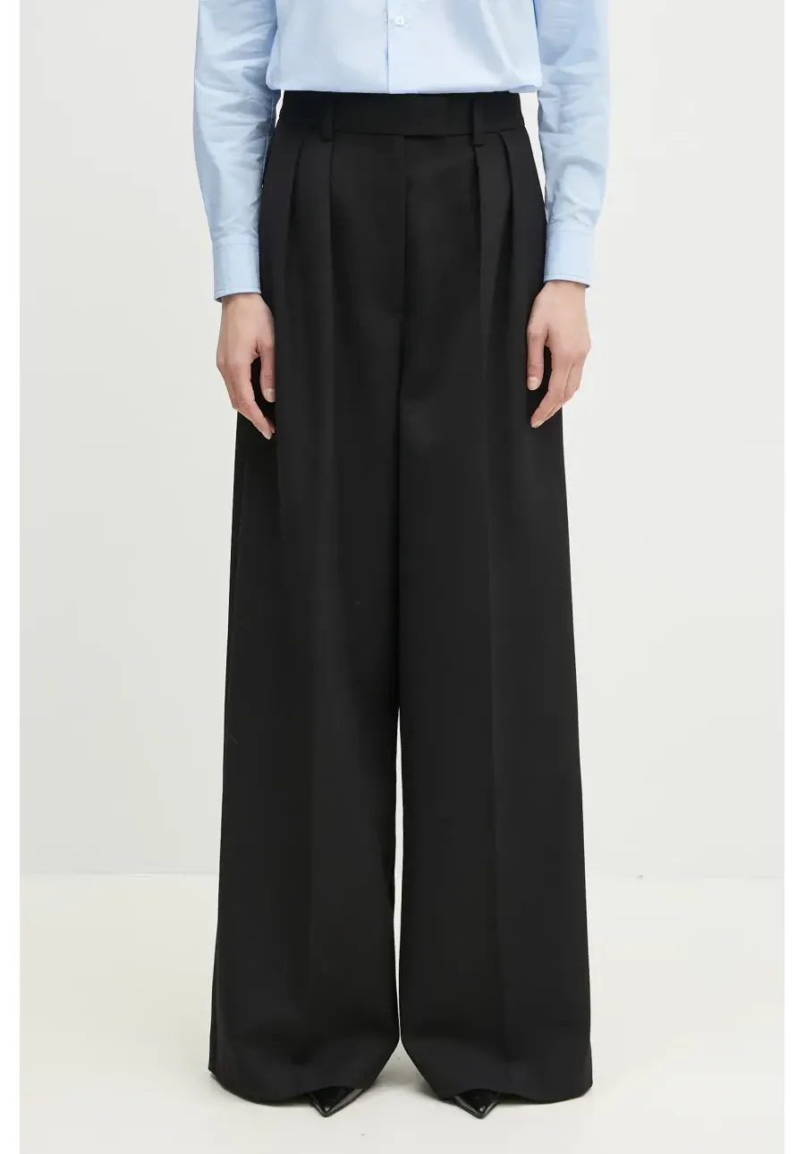 obrazek 1 Anine Bing spodnie Lou Trouser damskie kolor czarny szerokie high waist A.03.10389