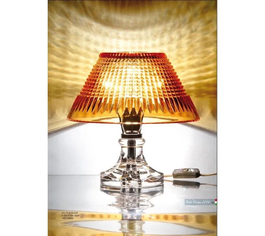 obrazek 1 Piękna lampa stołowa z bursztynowym kryształowym kloszem - Il Paralume Marina
