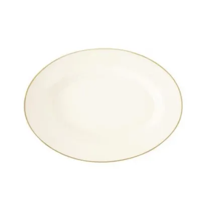 Zdjęcie Kremowy porcelanowy owalny półmisek ze złotą obwódką w stylu klasycznym – Tettau