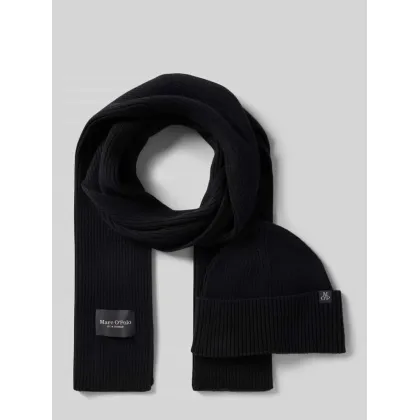 Zdjęcie Czapka i szal w zestawie z czystej bawełny z naszywką z logo