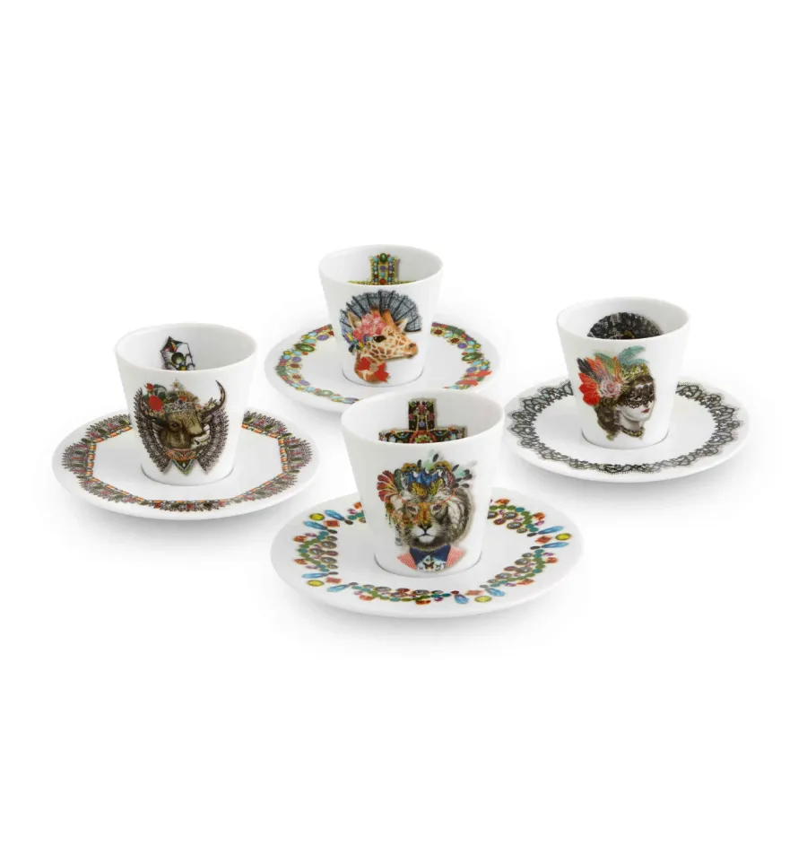obrazek 1 Porcelanowy zestaw 4 filiżanek do kawy ze spodkami z kolekcji Love Who You Want - Vista Alegre