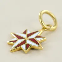 Picture Italian Compass Rose pendant in 18 carat gold and enamel