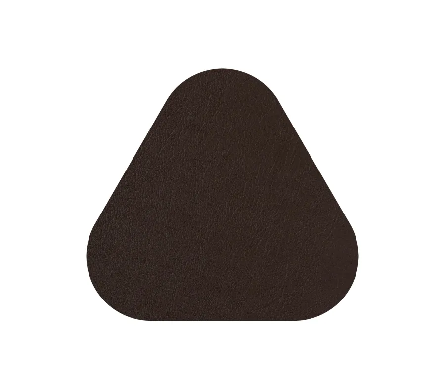 obrazek 3 Skórzana podkładka pod szklankę w kształcie trójkąta w kolorze cappuccino i czekoladowym