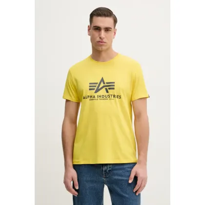 Zdjęcie Alpha Industries t-shirt bawełniany kolor żółty z nadrukiem 100501.465-ZOLTY