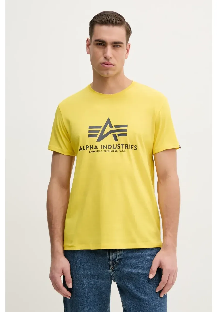 obrazek 1 Alpha Industries t-shirt bawełniany kolor żółty z nadrukiem 100501.465-ZOLTY
