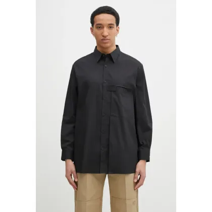 Zdjęcie Y-3 koszula Pleated Pocket Shirt męska kolor czarny relaxed z kołnierzykiem klasycznym JI7082