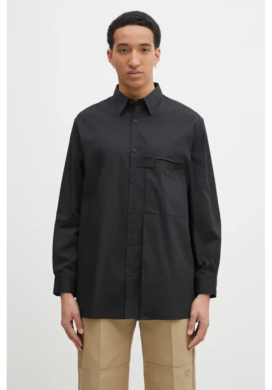 obrazek 1 Y-3 koszula Pleated Pocket Shirt męska kolor czarny relaxed z kołnierzykiem klasycznym JI7082