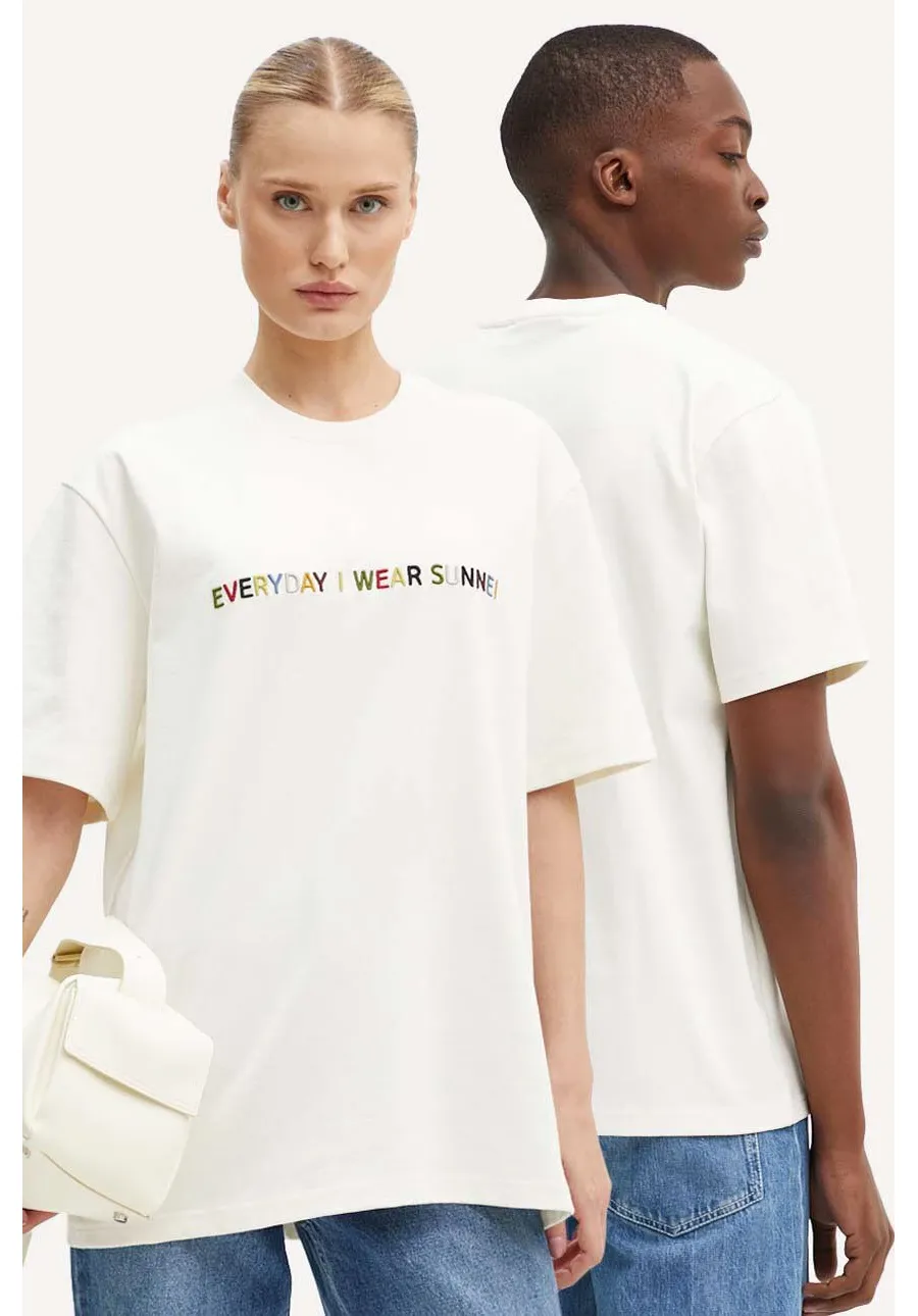 obrazek 1 Sunnei t-shirt bawełniany kolor beżowy z aplikacją RTWXJER007